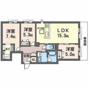 オカバ姫路網干シャーメゾン(3LDK/1階)の間取り写真