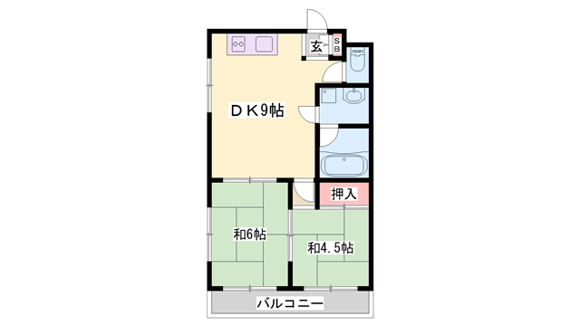 グロリア山崎(2DK/3階)の間取り写真