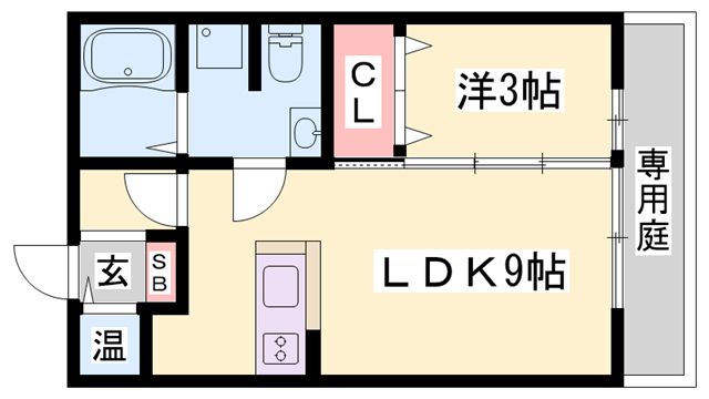 石がけ五番館(1LDK/1階)の間取り写真