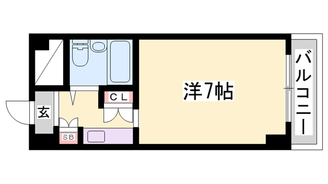 飾磨中村コーポ(1K/5階)の間取り写真