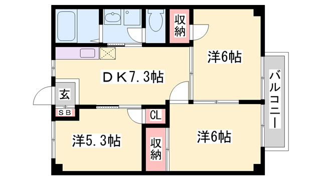 ファミィール永和(3DK/2階)の間取り写真