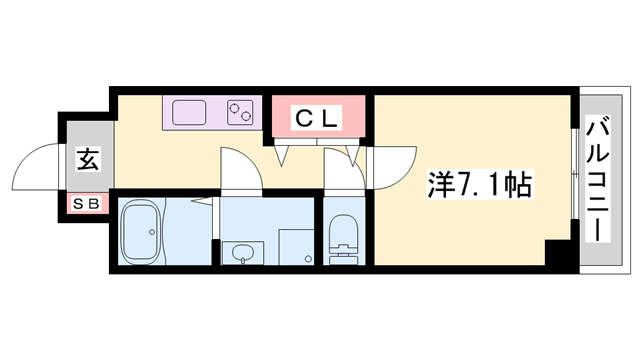 CAPITAL.I姫路(1K/7階)の間取り写真