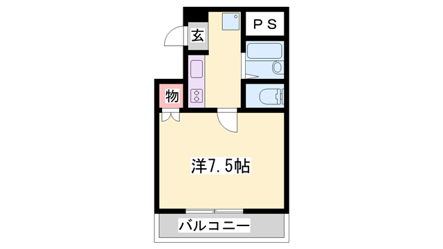 ルークレジデンス姫路Ⅲ(1K/2階)の間取り写真