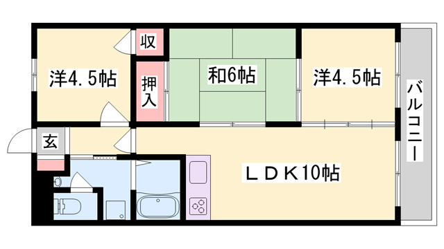 ロフティー津市場(3LDK/2階)の間取り写真