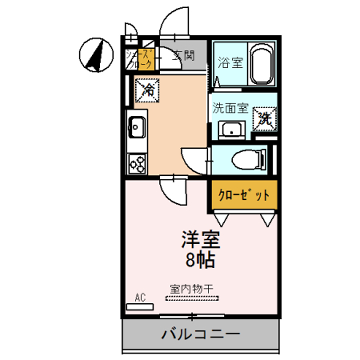 プロミネンス(ワンルーム/2階)の間取り写真