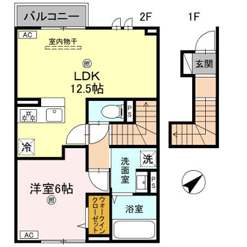 インフィニティ北ノ丁(1LDK/2階)の間取り写真