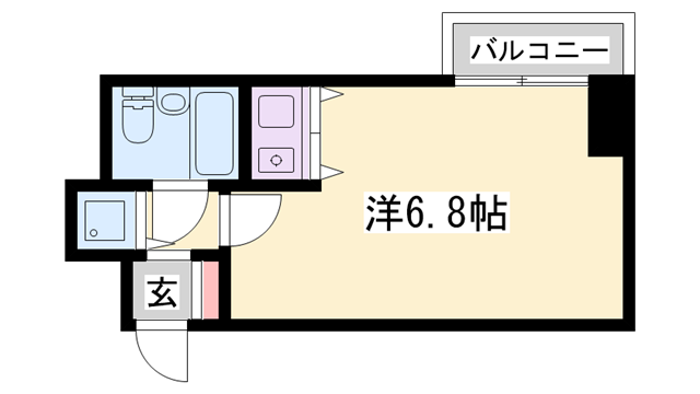 朝日プラザサウスコア姫路(ワンルーム/4階)の間取り写真