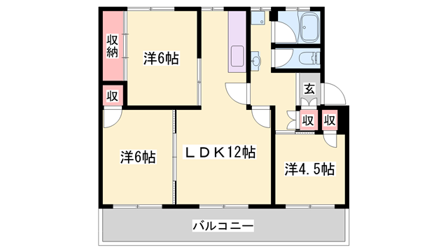 ヴィラナリー加東Ⅲ1号棟(3LDK/3階)の間取り写真