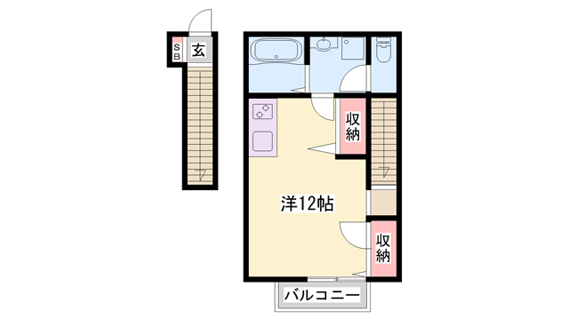リガーレ天神西(ワンルーム/2階)の間取り写真