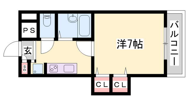 ジュネス神屋町(1K/6階)の間取り写真