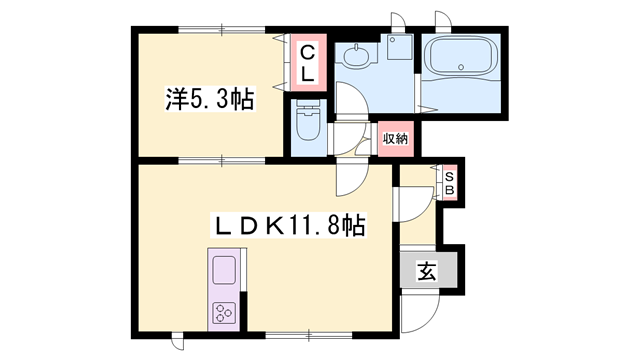 高砂市曽根町計画(1LDK/1階)の間取り写真