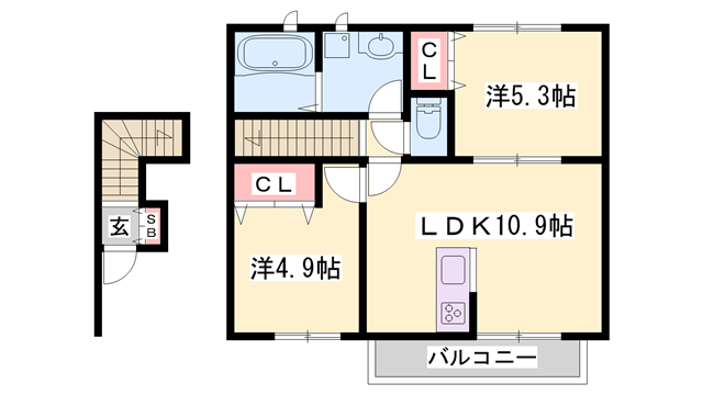 高砂市曽根町計画(2LDK/2階)の間取り写真