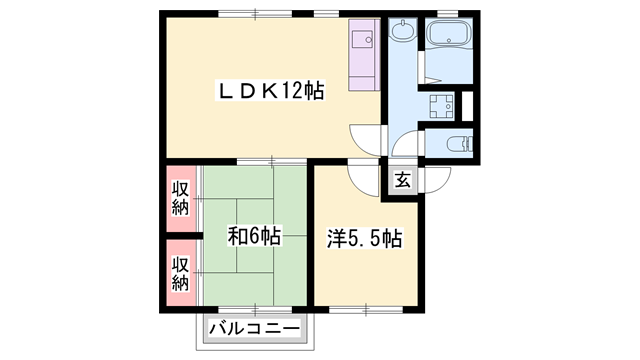 ショウナンB(2LDK/1階)の間取り写真