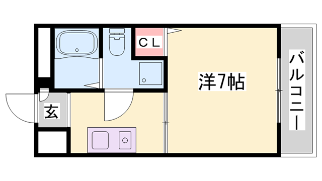サンワプラザ福崎Ⅱ(1K/4階)の間取り写真