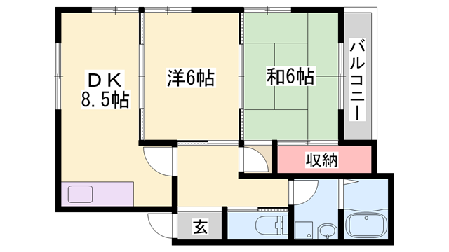 Jシープレス寺前(1DK/1階)の間取り写真