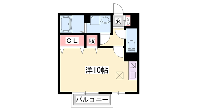 フローラ山ノ下(ワンルーム/1階)の間取り写真