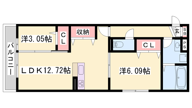 クレール林崎(2LDK/3階)の間取り写真