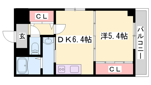コーポサンライズ(1DK/7階)の間取り写真