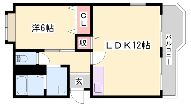 カインド小野(1LDK/4階)の間取り写真