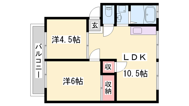 メゾン鶴林I(2LDK/2階)の間取り写真