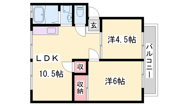 メゾン鶴林1(2LDK/2階)の間取り写真