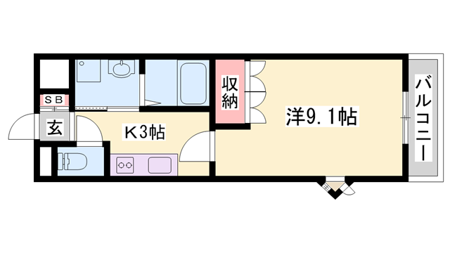 エイトピア八木(1K/1階)の間取り写真