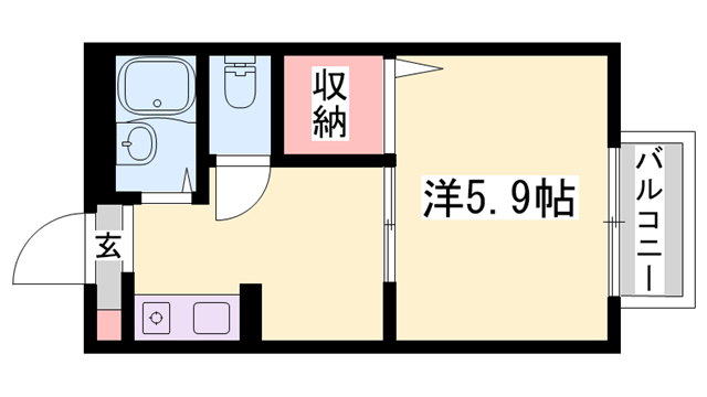 フレンドリー上中(1K/1階)の間取り写真