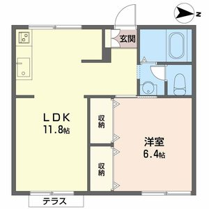 カーサベルデ(1LDK/1階)の間取り写真
