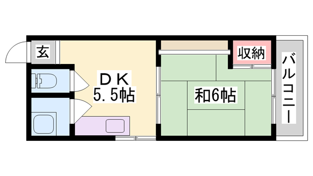 ヴィクトリアコート太子町Ⅰ(1DK/2階)の間取り写真