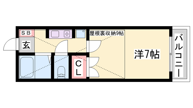 フェリーチェ青山(1K/2階)の間取り写真