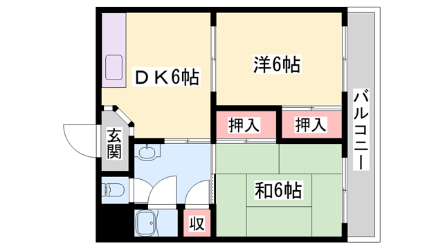 三木グリーンハイツ(2DK/3階)の間取り写真