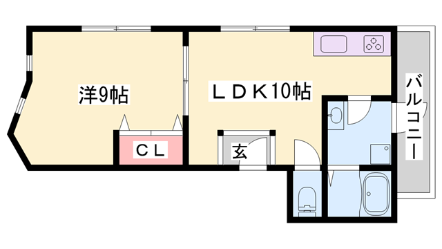 ハイツ志染(1LDK/2階)の間取り写真