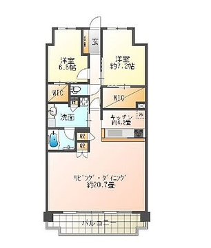 ローレルコート姫路大手前通(2LDK/6階)の間取り写真