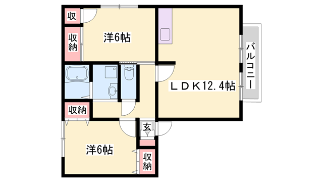 ツインズ・スクエアB棟(2LDK/2階)の間取り写真