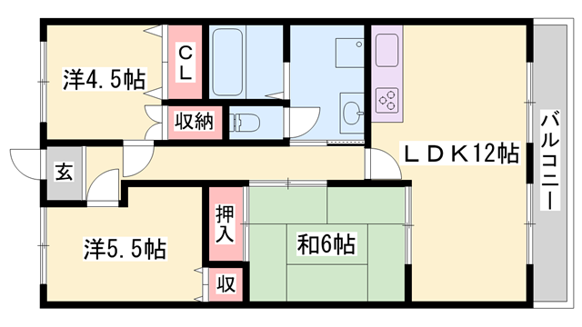 プラティーク英賀保(3LDK/3階)の間取り写真