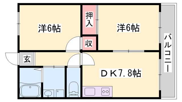 メゾン大半田(2DK/1階)の間取り写真