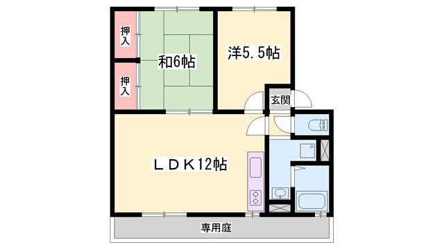 サンハイム米田Ⅰ(2LDK/1階)の間取り写真