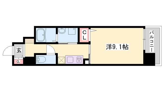 クレール姫路(1K/3階)の間取り写真