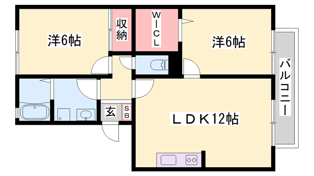 サンコミュニティ ノース(2LDK/2階)の間取り写真