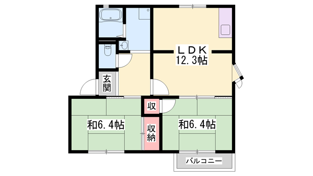 リトルフォレスト御立(2LDK/2階)の間取り写真