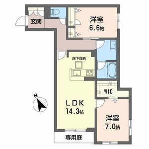 シャーメゾン岡田ハイテール(2LDK/1階)の間取り写真