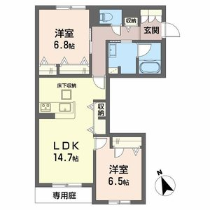 シャーメゾン岡田ハイテール(2LDK/1階)の間取り写真