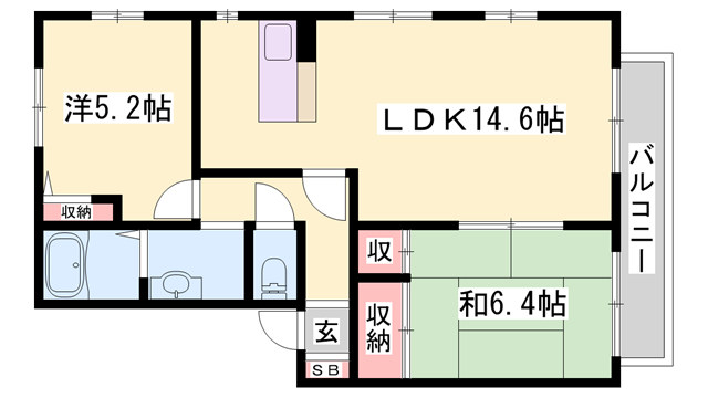 MSレジェンドプラザA・B(2LDK/1階)の間取り写真