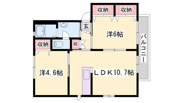 バリュージュ西島A棟(2LDK/1階)の間取り写真