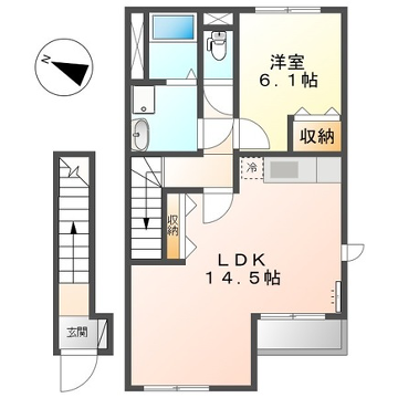 ステディア(1LDK/2階)の間取り写真