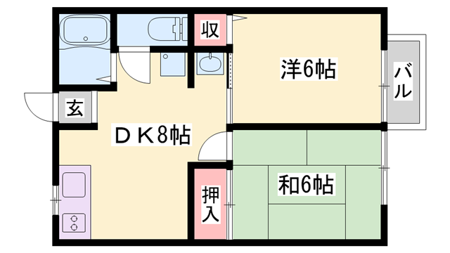 シティハイム平岡(2DK/1階)の間取り写真
