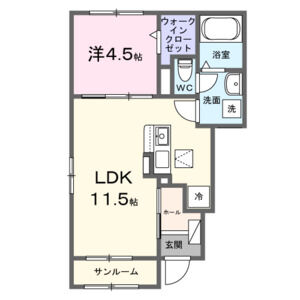 サントーク ヌーヴォー(1LDK/1階)の間取り写真