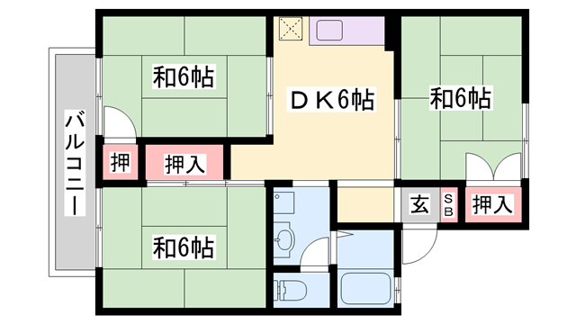 くすの木ハイツ2(3DK/1階)の間取り写真