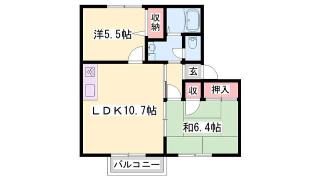 グリーンロードきた(2LDK/1階)の間取り写真