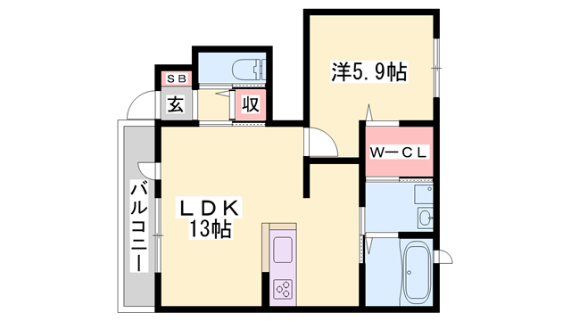エミネンス堂本Ⅱ(1LDK/1階)の間取り写真